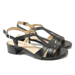 Черни дамски сандали, естествена кожа - ежедневни обувки за пролетта и лятото N 100013911