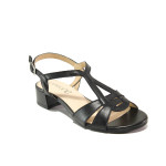 Черни дамски сандали, естествена кожа - ежедневни обувки за пролетта и лятото N 100013911