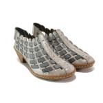 Сиви дамски обувки със среден ток, естествена кожа - ежедневни обувки за пролетта и лятото N 100013925