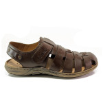 Кафяви мъжки сандали, естествена кожа - ежедневни обувки за пролетта и лятото N 100013928