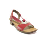 Червени дамски сандали, естествена кожа - ежедневни обувки за пролетта и лятото N 100013964