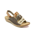 Кафяви дамски сандали, естествена кожа - ежедневни обувки за пролетта и лятото N 100013970