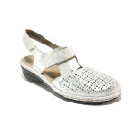 Сребристи дамски обувки с равна подметка, естествена кожа - ежедневни обувки за пролетта и лятото N 100013966