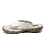 Бели дамски чехли, естествена кожа - ежедневни обувки за пролетта и лятото N 100013975