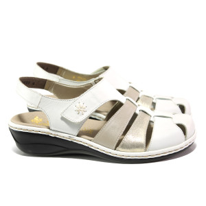 Бели дамски обувки с равна подметка, естествена кожа - ежедневни обувки за пролетта и лятото N 100013967