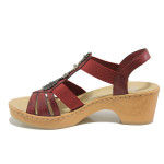Червени дамски сандали, еко-кожа и текстилна материя - ежедневни обувки за пролетта и лятото N 100013965