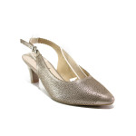 Бежови дамски обувки със среден ток, естествена кожа - ежедневни обувки за пролетта и лятото N 100013968