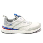 Бели мъжки маратонки, текстилна материя - спортни обувки за пролетта и лятото N 100014002