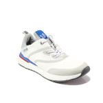 Бели мъжки маратонки, текстилна материя - спортни обувки за пролетта и лятото N 100014002