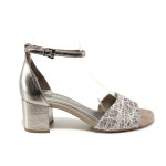 Бежови дамски сандали, здрава еко-кожа - ежедневни обувки за пролетта и лятото N 100014003