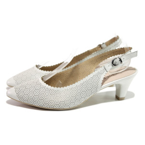 Бели дамски обувки със среден ток, естествена кожа - ежедневни обувки за пролетта и лятото N 100014006