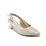Бели дамски обувки със среден ток, естествена кожа - ежедневни обувки за пролетта и лятото N 100014006