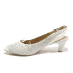 Бели дамски обувки със среден ток, естествена кожа - ежедневни обувки за пролетта и лятото N 100014006