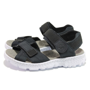 Тъмносини дамски сандали, здрава еко-кожа - ежедневни обувки за пролетта и лятото N 100014005