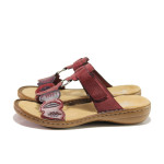 Червени дамски чехли, здрава еко-кожа - ежедневни обувки за пролетта и лятото N 100014008