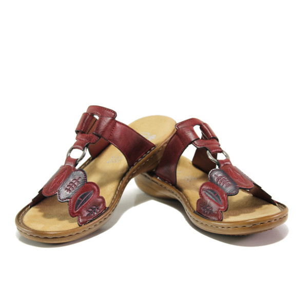 Червени дамски чехли, здрава еко-кожа - ежедневни обувки за пролетта и лятото N 100014008