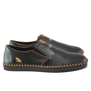 Черни мъжки обувки, естествена кожа - ежедневни обувки за пролетта и лятото N 100014018