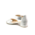 Сребристи дамски сандали, естествена кожа - ежедневни обувки за пролетта и лятото N 100014020