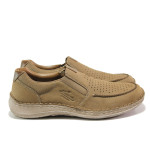 Кафяви мъжки обувки, естествен набук - ежедневни обувки за пролетта и лятото N 100014028