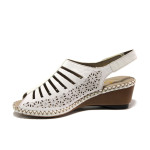 Бели дамски сандали, естествена кожа - ежедневни обувки за пролетта и лятото N 100014146