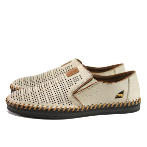 Бежови мъжки обувки, естествена кожа - всекидневни обувки за пролетта и лятото N 100014185