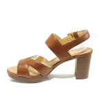 Анатомични кафяви дамски сандали, естествена кожа - ежедневни обувки за пролетта и лятото N 100014194