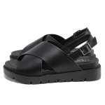 Черни дамски сандали, здрава еко-кожа - ежедневни обувки за пролетта и лятото N 100014191