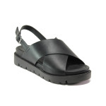 Черни дамски сандали, здрава еко-кожа - ежедневни обувки за пролетта и лятото N 100014191