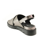 Сиви дамски сандали, здрава еко-кожа - ежедневни обувки за пролетта и лятото N 100014192