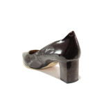 Винени дамски обувки със среден ток, лачена естествена кожа - официални обувки за целогодишно ползване N 100014393