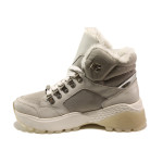 Бели юношески боти, еко-кожа и текстилна материя - всекидневни обувки за есента и зимата N 100014400