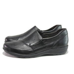 Черни дамски обувки с равна подметка, естествена кожа - ежедневни обувки за есента и зимата N 100014406