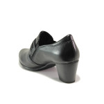 Черни дамски обувки със среден ток, естествена кожа - ежедневни обувки за есента и зимата N 100014411