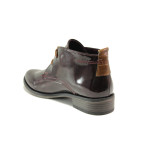 Винени дамски боти, лачена еко кожа - всекидневни обувки за есента и зимата N 100014409