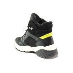 Черни юношески боти, еко-кожа и текстилна материя - спортни обувки за есента и зимата N 100014414