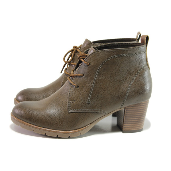 Зелени дамски боти, здрава еко-кожа - всекидневни обувки за есента и зимата N 100014416