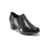 Черни дамски обувки със среден ток, естествена кожа - всекидневни обувки за есента и зимата N 100014413