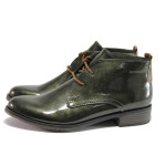 Зелени дамски боти, лачена еко кожа - всекидневни обувки за есента и зимата N 100014408