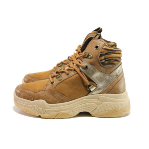 Зелени дамски боти, еко-кожа и текстилна материя - спортни обувки за есента и зимата N 100014417