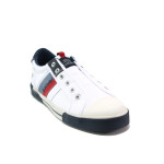 Бели мъжки маратонки, еко-кожа и текстилна материя - спортни обувки за пролетта и есента N 100014419