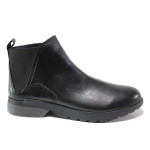 Черни дамски боти, естествена кожа - ежедневни обувки за есента и зимата N 100014431