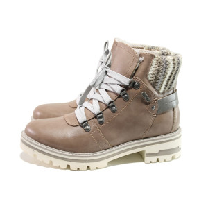 Розови дамски боти, здрава еко-кожа - ежедневни обувки за есента и зимата N 100014437