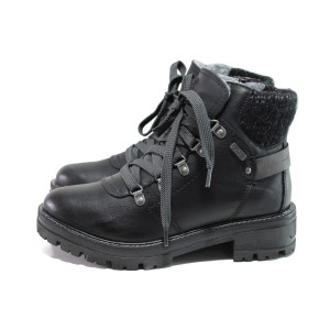 Черни дамски боти, здрава еко-кожа - ежедневни обувки за есента и зимата N 100014438