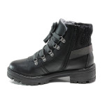 Черни дамски боти, здрава еко-кожа - ежедневни обувки за есента и зимата N 100014438