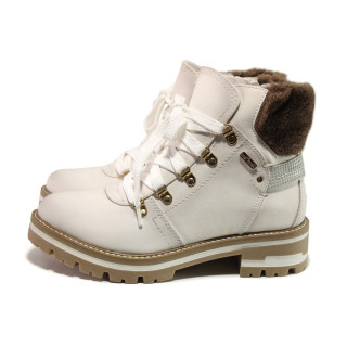 Бели дамски боти, здрава еко-кожа - ежедневни обувки за есента и зимата N 100014436