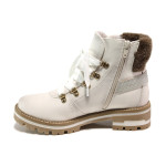 Бели дамски боти, здрава еко-кожа - ежедневни обувки за есента и зимата N 100014436