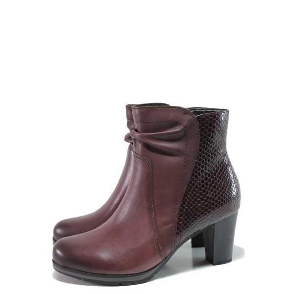 Винени дамски боти, естествена кожа - ежедневни обувки за есента и зимата N 100014473