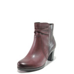 Винени дамски боти, естествена кожа - ежедневни обувки за есента и зимата N 100014473
