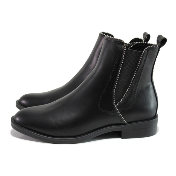 Черни дамски боти, здрава еко-кожа - всекидневни обувки за есента и зимата N 100014471