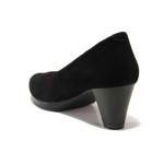 Черни дамски обувки със среден ток, естествена кожа - елегантни обувки за пролетта и есента N 100014475